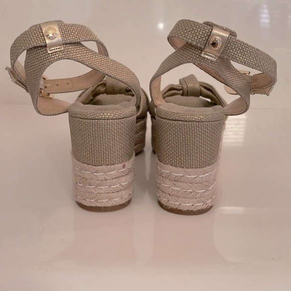 Michael Michael Kors Gold Metallic Maxwell Wedge Sandals 9 - Picture 4 of 10